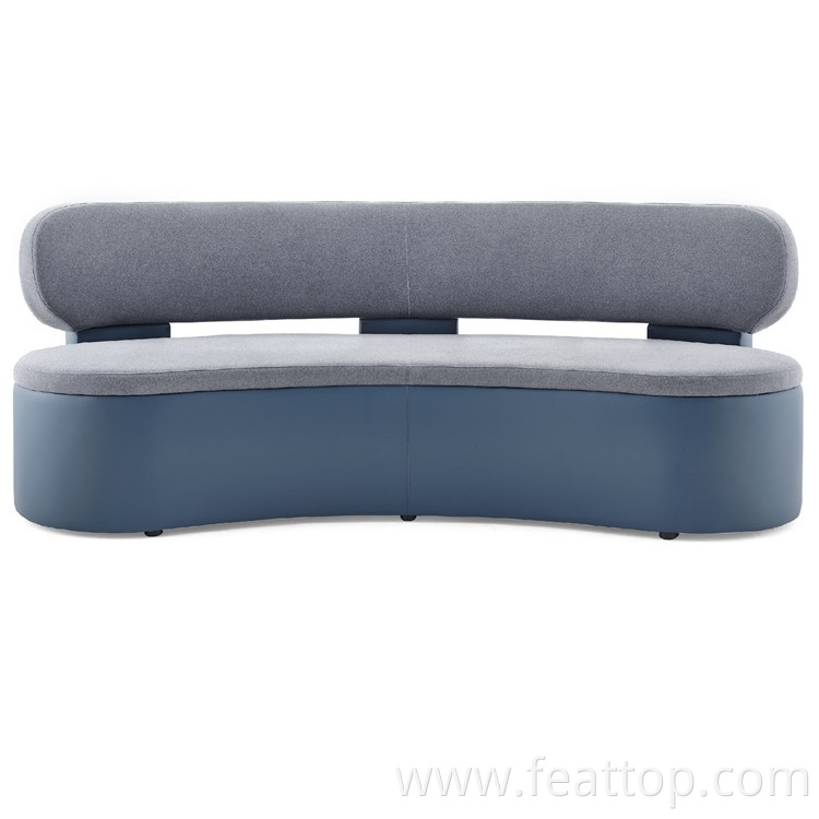 Modern Design Living Lounge Sofa Multiple People Leather Fabric Splicing Arc Lounge Sofa